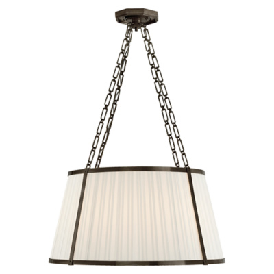 Windsor Large Hanging Shade in Bronze with Box Pleat Silk Shade